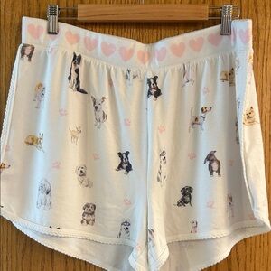 P.J. Salvage White Dog Print Athletic Shorts